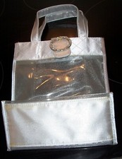 Silver Mesh Gift Bag For Cards or Gifts abt 8 x 10" w/ Rinestone clasp