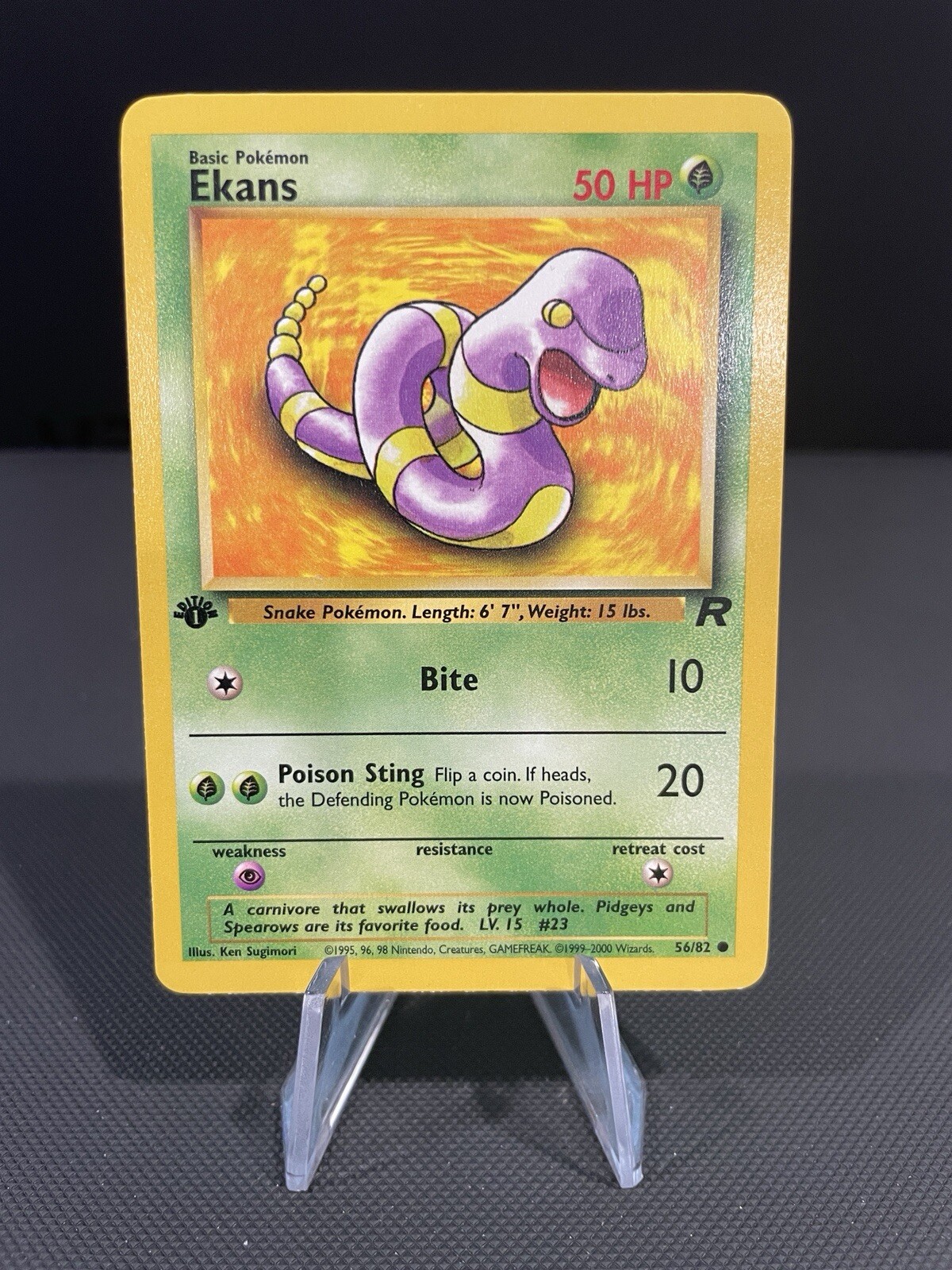 Pokémon Card 1ST EDITION Ekans Team Rocket 56/82 WotC Vintage 2000 NM