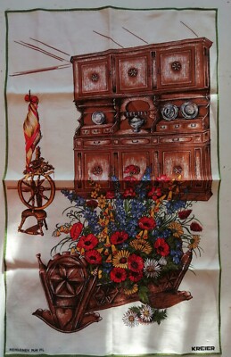 Vintage Unused Kreier Reinleinen Pur Fil Linen Tea Towel