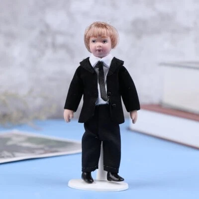 COLLECTROOMI Dollhouse Miniature 1:12 Scale Victorian Porcelain Doll Suit Boy Toy Accessories