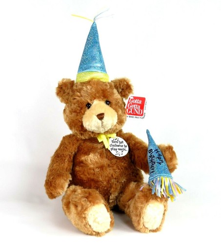 GUND Bär Plüsch Happy Birthday Spieluhr animierte Bewegung Musical Teddy blau H B - Bild 3 von 12