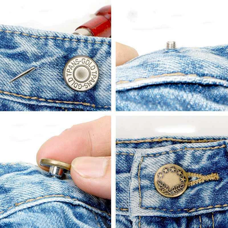 Brass Replacement Buttons Hammer On For Repair Waist Buttons Stud Denim Jeans - Image 4 of 4