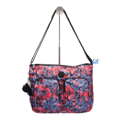 Kipling Blue floral Backpack school book bag Blue/White/Gray  display picture 3