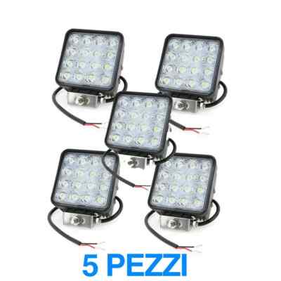 TEMPO DI SALDI 8 Fari LED Da Lavoro 48W, 16 Led 3W, IP67, 6000-7500K, Per Auto, Barca, Trattore, Fuoristrada, Dimensioni 10,7x10,7 Cm - 2