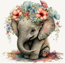 Completed Elephant Diamond Art