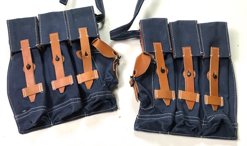  WWII GERMAN LUFTWAFFE MP STG CANVAS AMMO POUCHES-BLUE