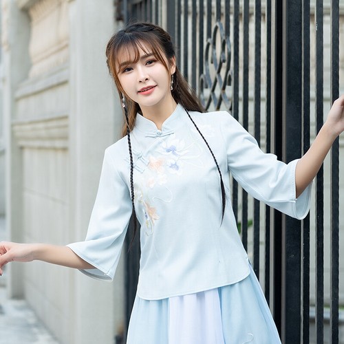 Womens Embroidery Floral Shirts Summer Tops Style Blouse | eBay