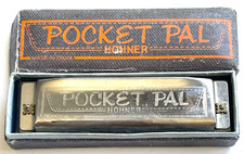 VINTAGE HOHNER POCKET PAL HARP 10 HOLE HARMONICA IN THE KEY OF "C" IN BOX