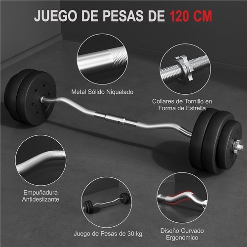 Mancuerna con Barra Curl Z 120cm Barra de Pesas Musculacion con Disco de 2,5/5kg - Imagen 13 de 24