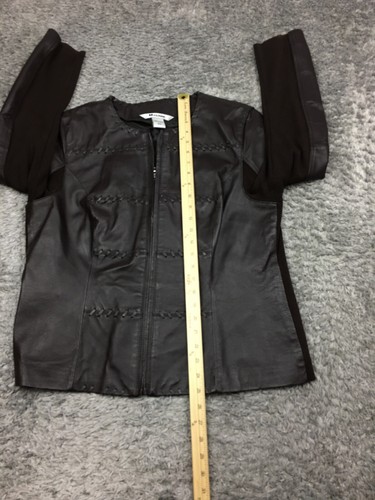 Nygard Collection Leather Jacket Womens Size Large Dark Brown Elastic Side Back - Picture 8 of 12