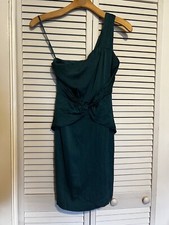 BANANA REPUBLIC Women’s Size 4 Dress Bodycon One Shoulder SILK Stretch Green
