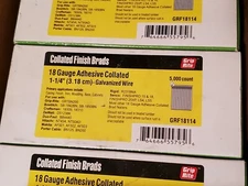 Case of Grip Rite GRF18114 18 Gauge 1 1/4" Finish Brads; 20 boxes of 5,000/box