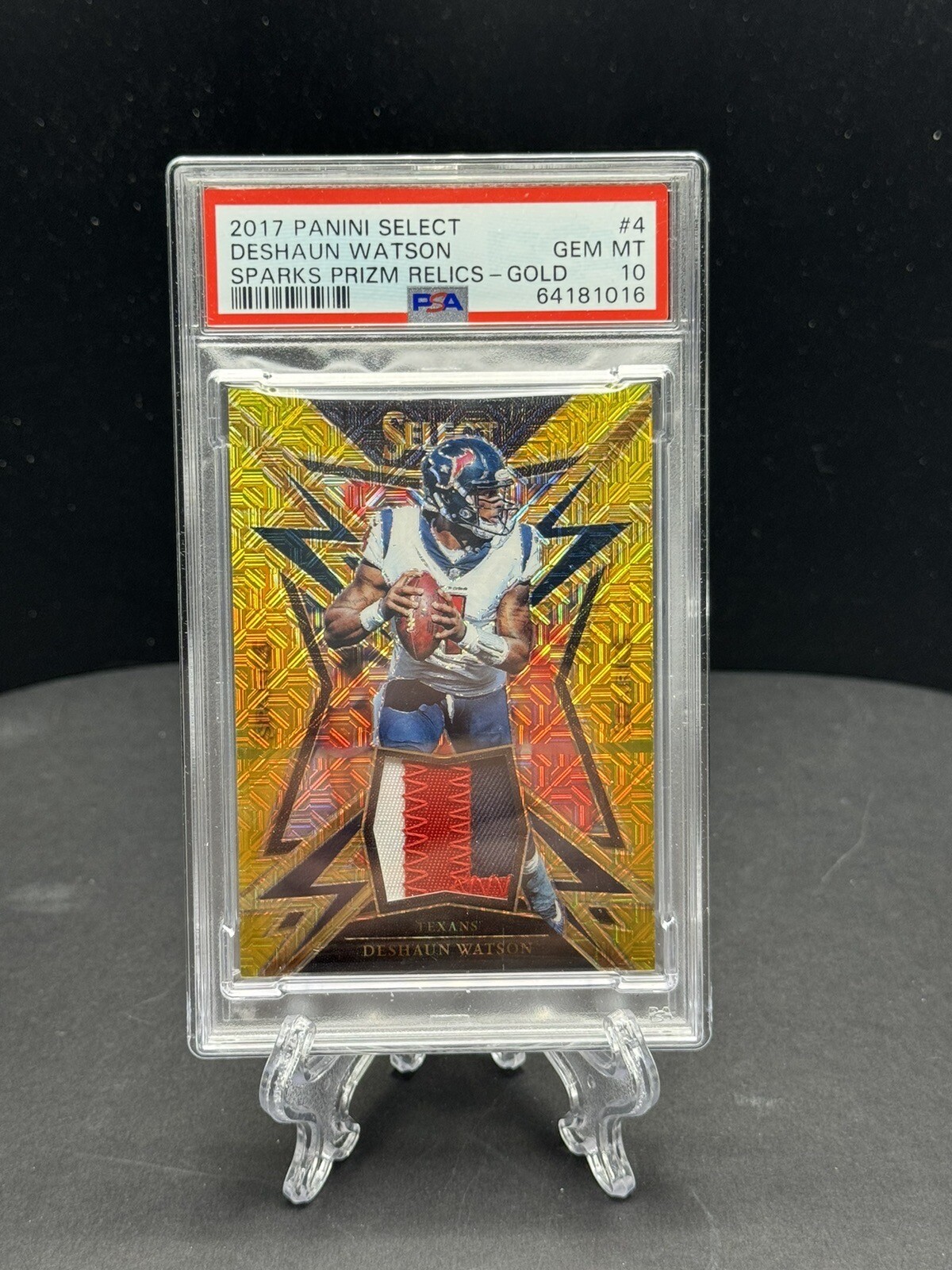Deshaun Watson Panini Select Sparks Prizm Relics #4 Gold