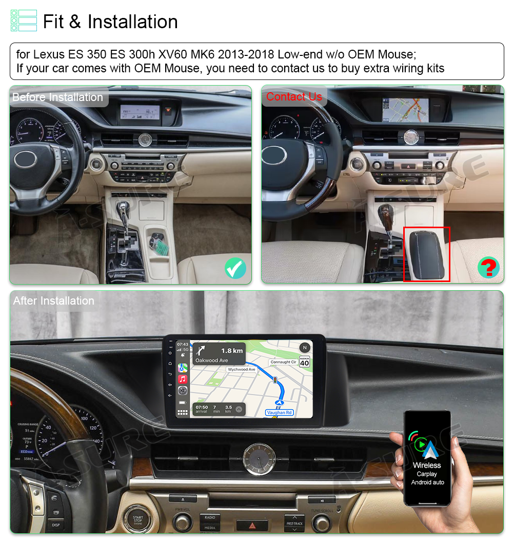 Android 11 Apple CarPlay for Lexus ES350 ES300h 20132018 Car Radio