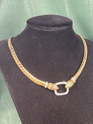 HSN Gold Tone Chain & Crystal Necklace Fabulous Quality Unsigned QVC - Picture 8 of 24