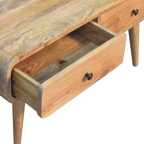 Mesa de centro de roble con cajones de almacenamiento grano natural madera maciza sala de estar - Imagen 6 de 8