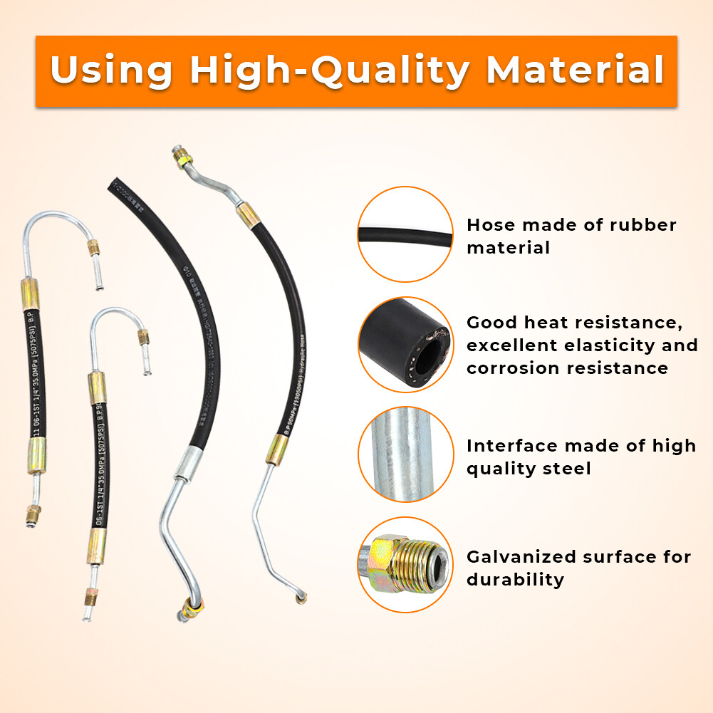 For Chevrolet Corvette 1963-79 Power Steering Hose Set Small Block 4 Hoses C2 C3