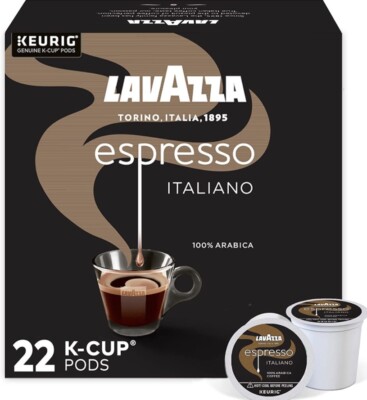 Lavazza Espresso Italiano Coffee K-Cups for Keurig Brewer, Medium Roast, 22