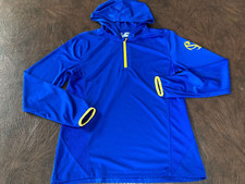Youth XL UNDER ARMOUR Loose Heatgear Hooded Athletic Shirt 1/4 Zip Blue Basketb