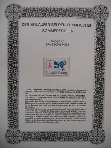 Irrtümer auf Briefmarken / Andorra 1980 Mi 133 : Olympische Spiele 1980 Moskau