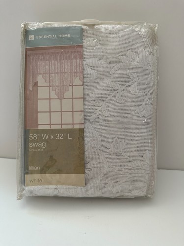 Essential Home Lillian White Swag-58"Wx32"L-includes only 1 swag. floral print. - Picture 3 of 5