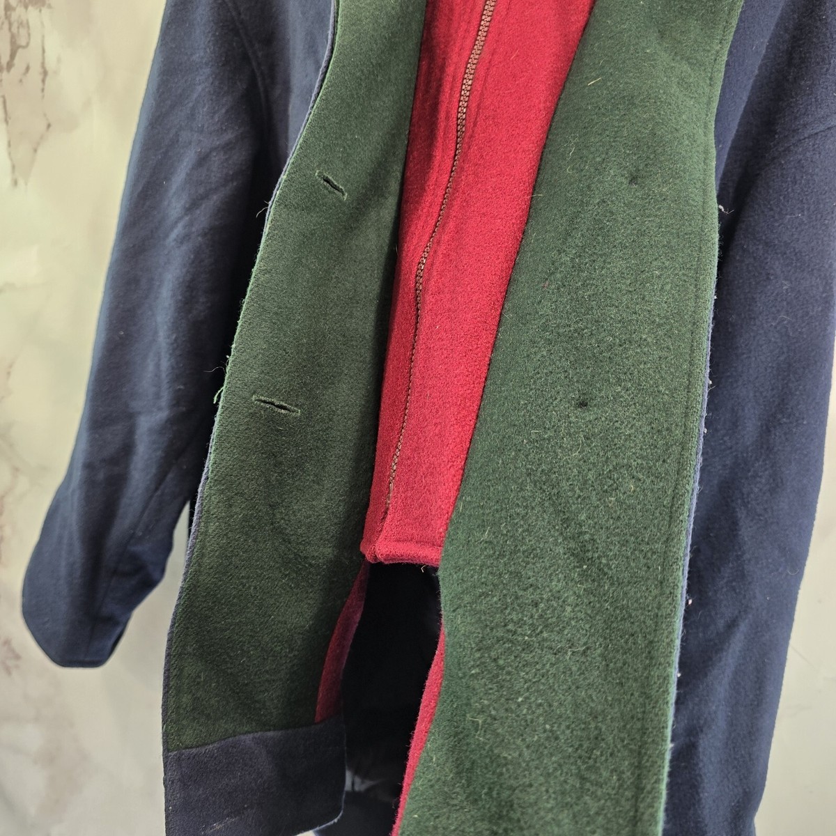 Vintage Coat Women 18W 2X 90s Wool Hooded Colorblock Navy Green