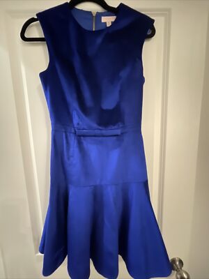 ted baker skater dress size 1 Ted Baker Size 1 Blue Sleeveless Velvet Fit & Flare Skater Dress