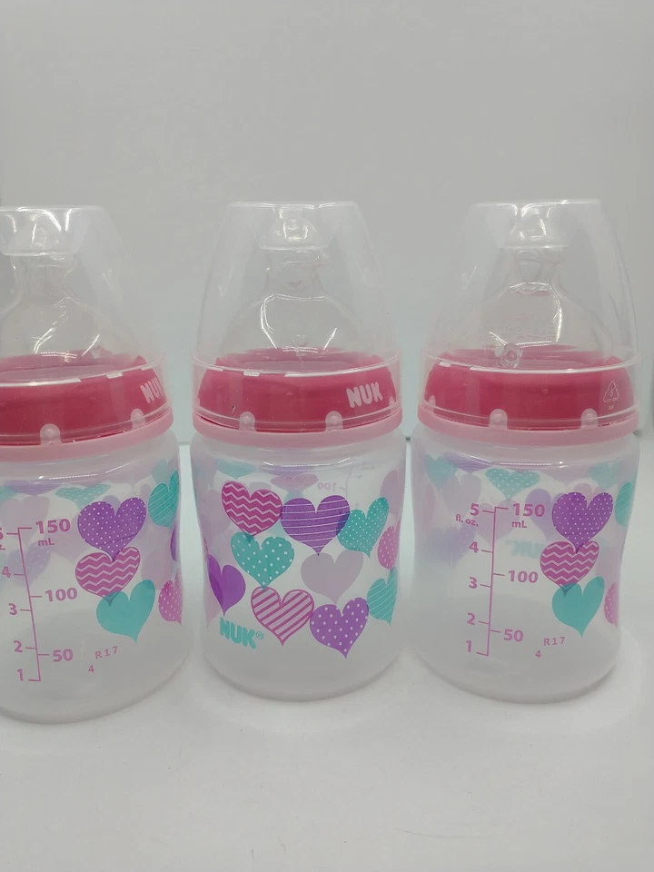 Детские бутылочки NUK 3 упаковки 5 унций розовые 0+ месяцев - Изображение 3 из 4
