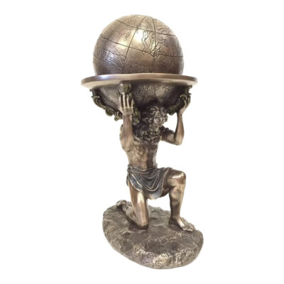 Atlas Titan Himmelskugel Mythologie Griechische Statue Skulptur Bronze Finish