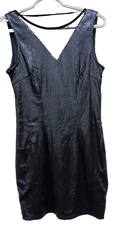 Madam Rage Womens Cocktail Dress Size 6 Navy Sequin Sleeveless Bodycon Mini