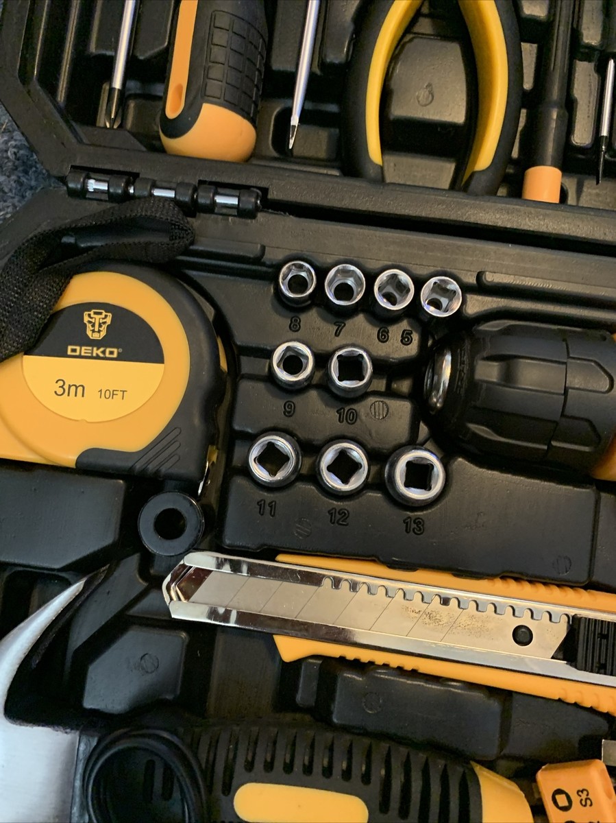 Deko DKCD08XL02 Black Orange 8 Volt Cordless Drill Set Kit With