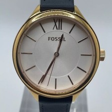 Fossil Womens Watch BQ3300SET Quartz 36mm Case Blue Leather Band Three Hands