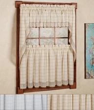 Adirondack Cotton Kitchen Window Curtain 36" Tiers, Swags, Valence Set