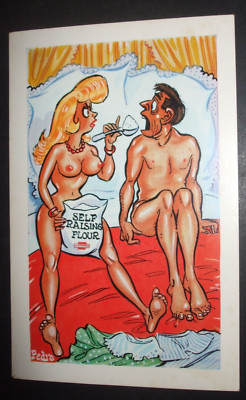 SAUCY Unhöflicher Comic IMPOTENTER MANN VIAGRA SELBSTAUFZIEHENDES MEHL NACKTE BRÜSTE DAME KEIN SEX