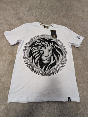 Casa Moda Men s T-shirt Tiger Rhinestone White Short Sleeves Size M