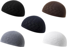 5Pcs Men'S Muslim Kufi Hat - Cotton Islam Prayer Cap, Muslim Crochet Hat, Islami