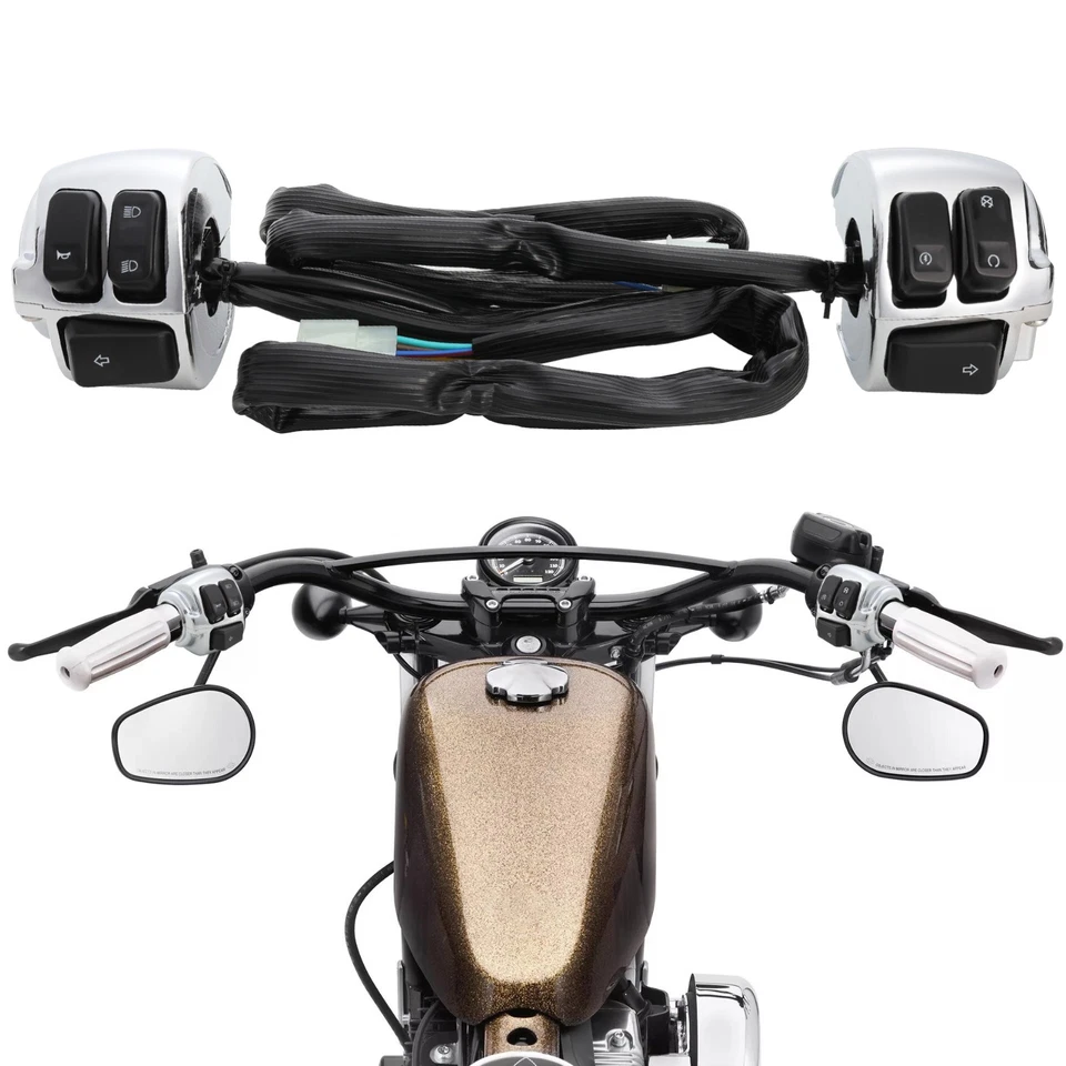 Motorcycle Handlebar 1'' Control Switches For Harley Dyna Wide Glide Super Glide - Image 2 of 4