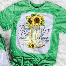 Gildan Soft style Bleached Tee, Love A Man Western Graphic Bleached Tee