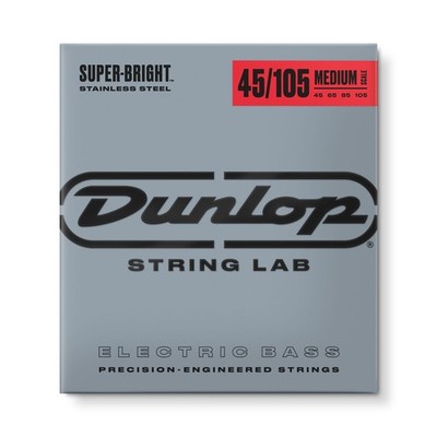 Dunlop DBSBS45105M Super Bright Stainless Steel Bass Strings; Med scale 45-105
