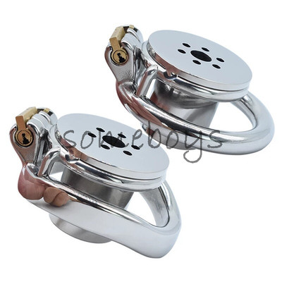 Stainless Steel Negative Chastity Cage Male Flat Chastity Device Metal Lock Belt