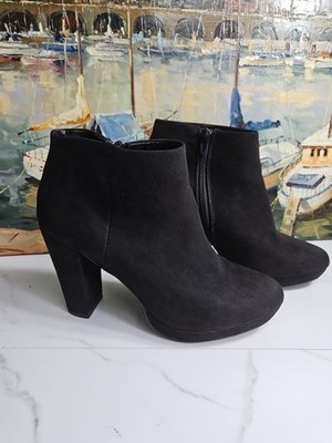 New Direction Black Faux Suede 4'' Heels Block Zipper Closure Ankles Boots 8.5