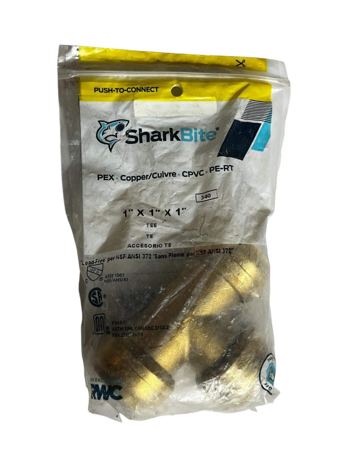 SharkBite 1" x 1" x 1" Push-to-Connect Tee Fitting Lead-Free PEX Copper CPVC