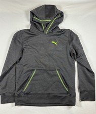 Puma Hoodie Long Sleeve Sweatshirt Youth Hoodie Grey Green 10-12