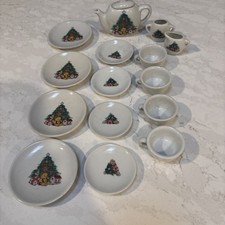 Vintage Christmas Themed 15 Pc. Mini China Tea Set