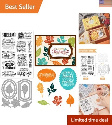 Rubber Blessing Words Stamp Set with Tag and Leaf Dies for Unique Card Making