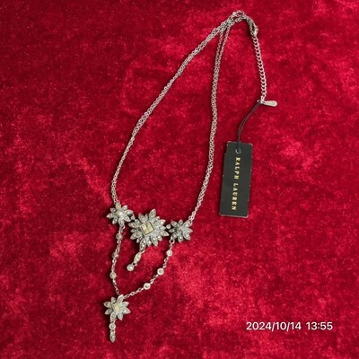SILVER925 Ralph Lauren Art Deco Rhinestone Necklace From