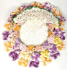 Vintage Handmade Crochet Doily Lot Of 7 Floral Table Centerpiece MCM Cottagecore