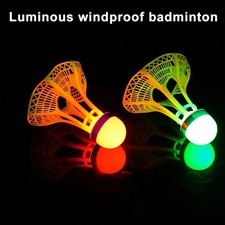 LED Luminous Badminton Shuttlecock Night Glow Windproof Durable Plastic Balls