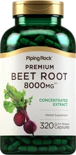 Beet Root Powder Capsules | 8000mg | 320 Count | Herbal Extract | by Piping Rock