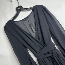 Miss Avenue Black Maxi Dress L Chiffon Overlay High Slits Formal Goth Whimsigoth